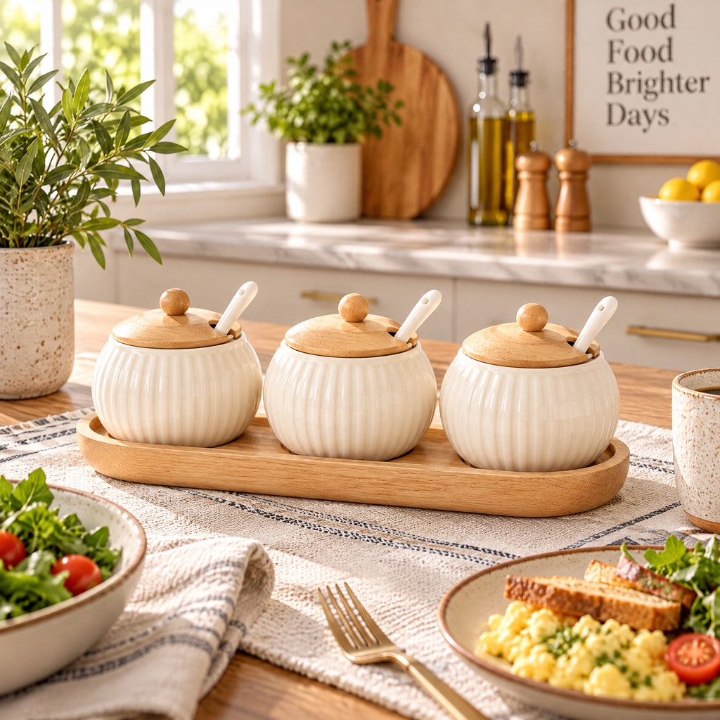 Zarabino™ Fluted Condiment Jar Set