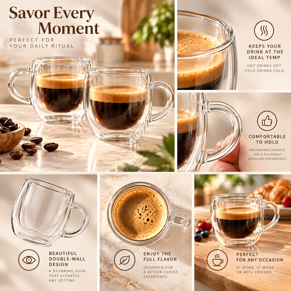 Zarabino™ Double-Wall Espresso Cups