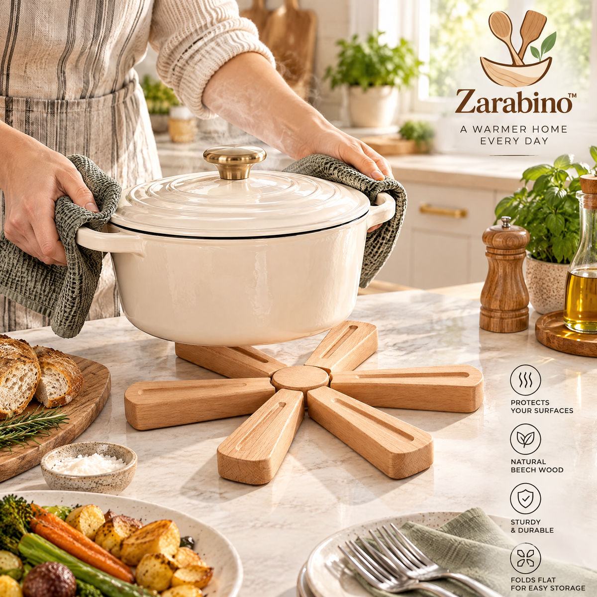 Zarabino™ Folding Wood Trivet