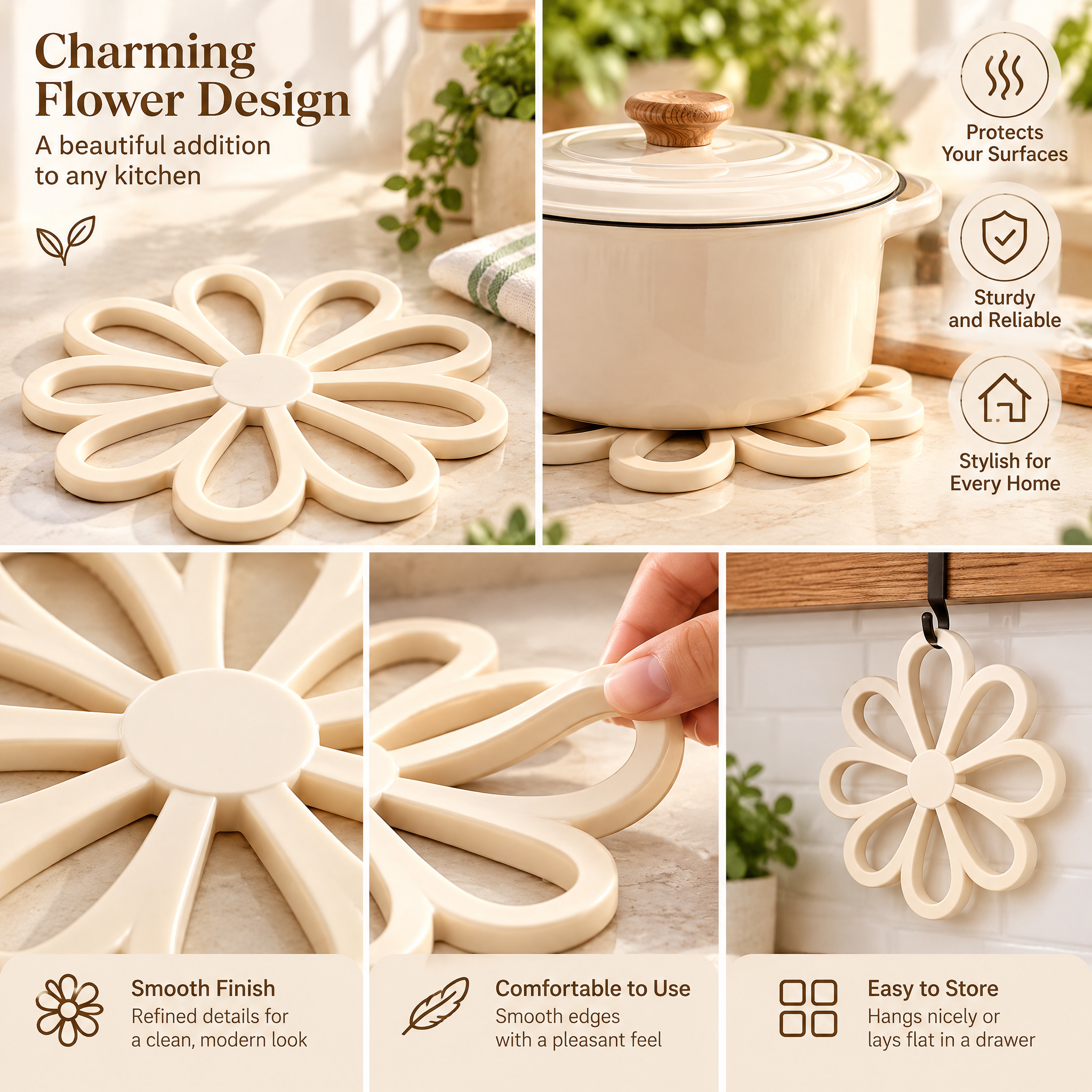 Zarabino™ Daisy Flower Trivet design details