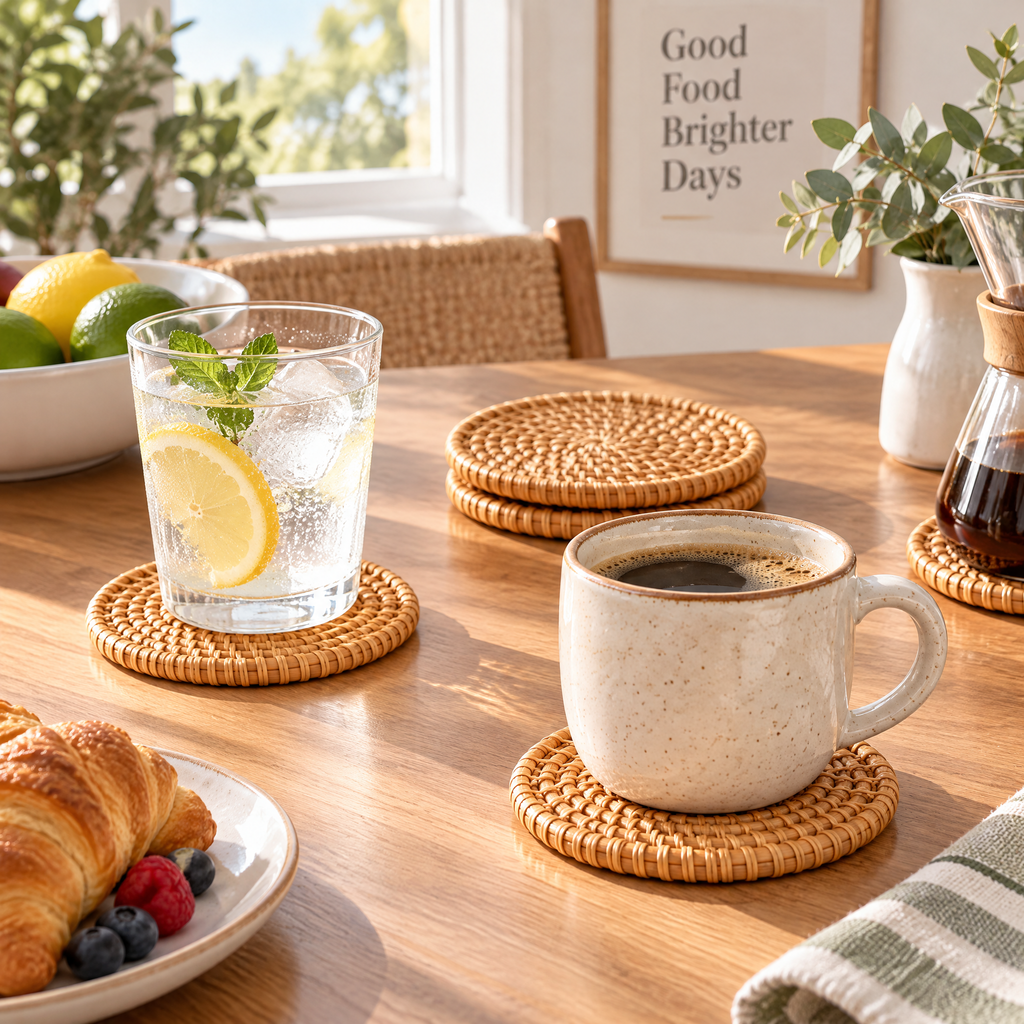 Zarabino™ Woven Rattan Coasters