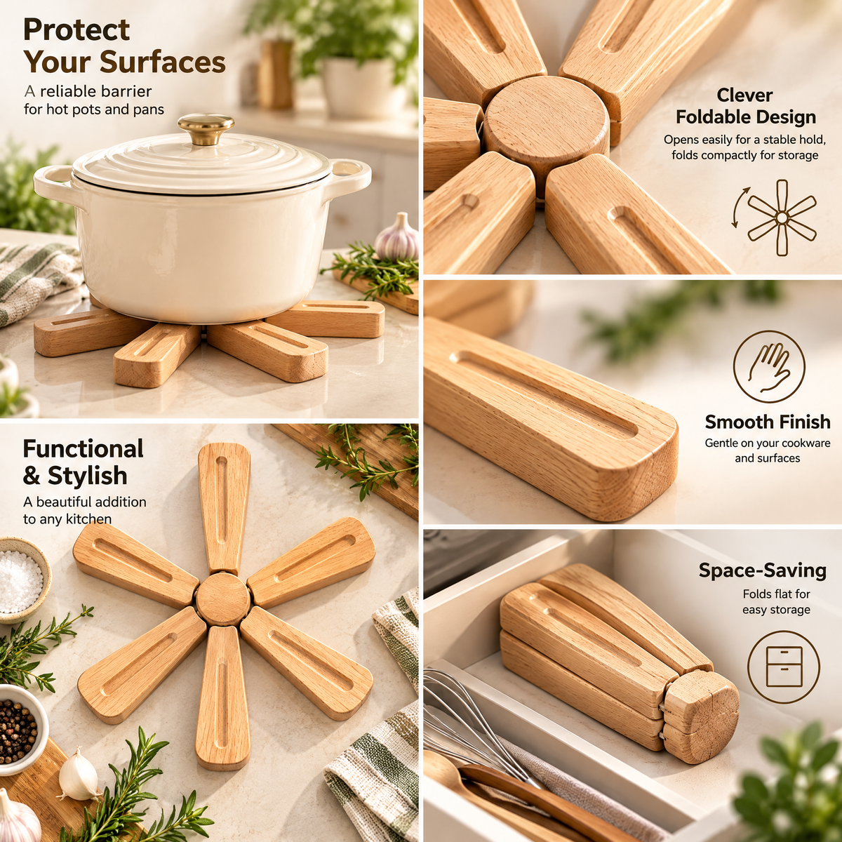 Zarabino™ Folding Wood Trivet