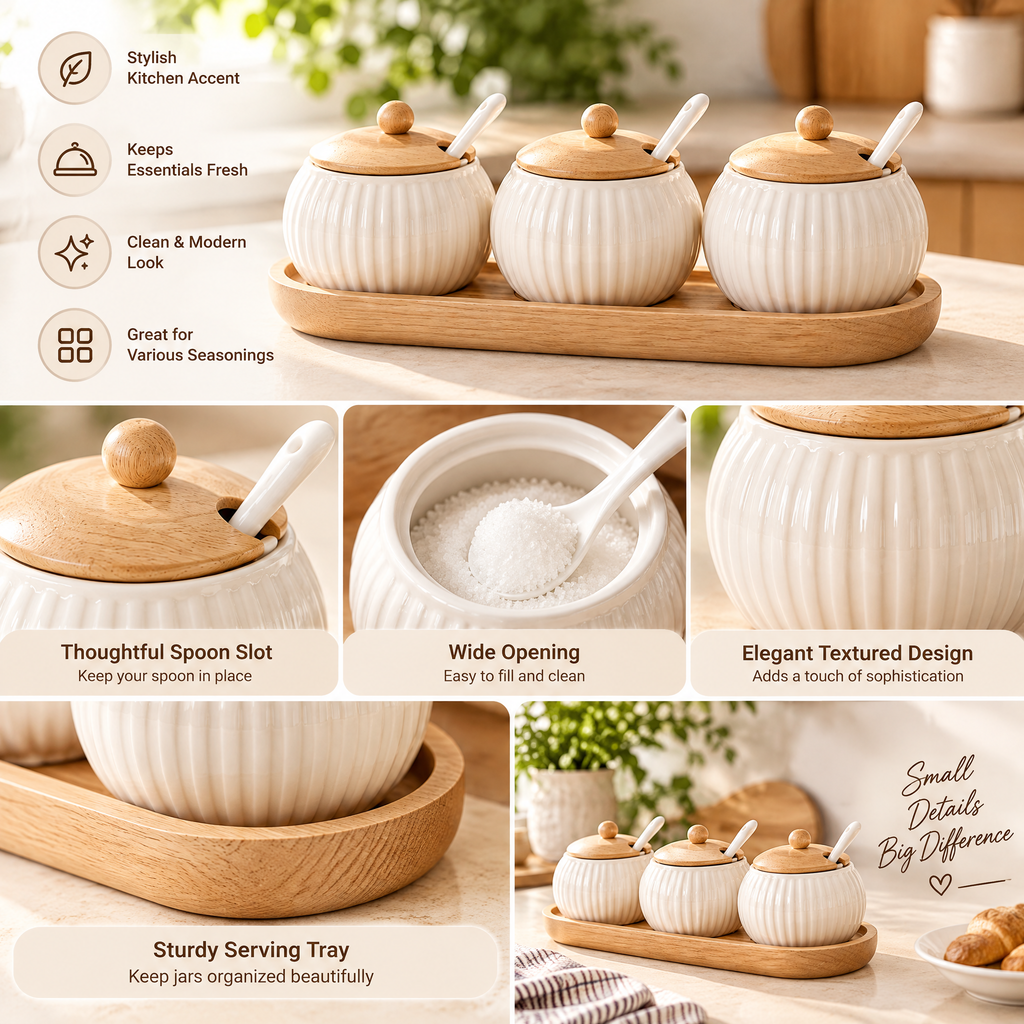 Zarabino™ Fluted Condiment Jar Set
